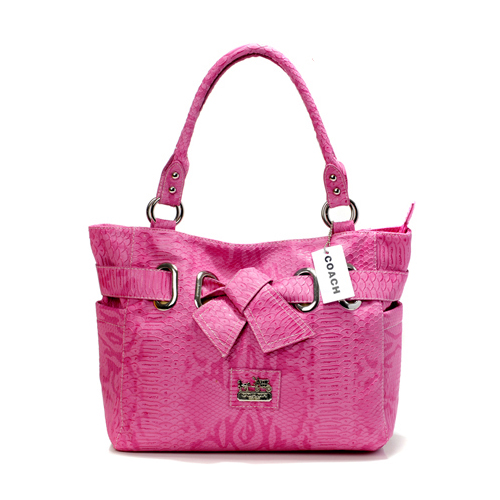 Coach Embossed Bowknot Signature Medium Pink Totes DDT